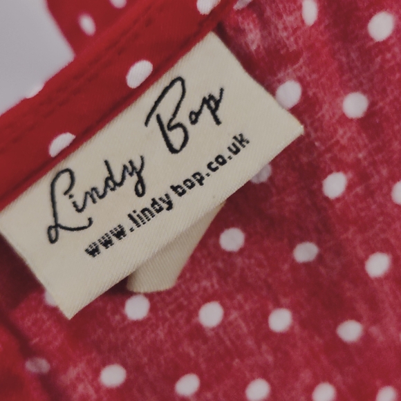 Lindy Bop retro polka dot fit and flare big collar pin up dress - Picture 7 of 8